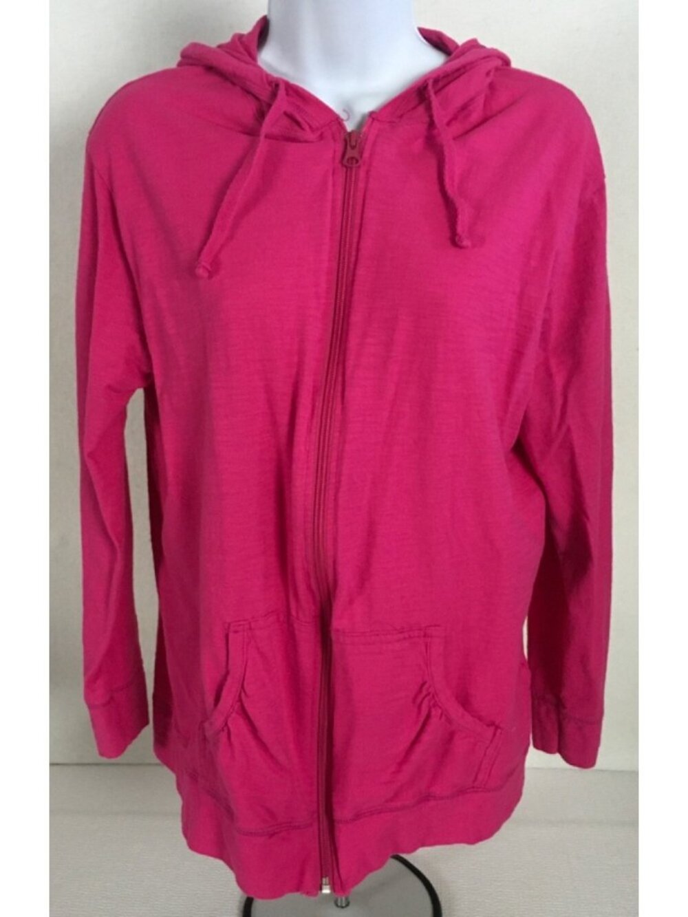 Just My Size Lightweight Jacket Size 16W Pink Hooded Drawstring Full Zip Pocket